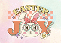Easter Joy avec un lapin color&eacute; et lunettes